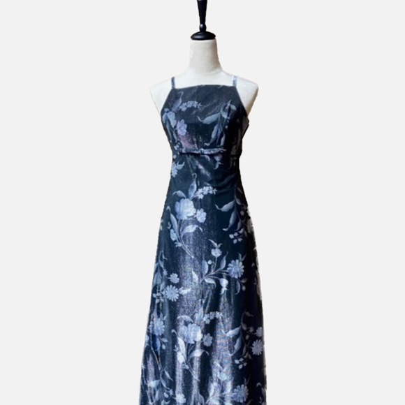 Vintage Jump Apparel by Wendye Chaitin Long Shimmer Floral Dress - Picture 1 of 13